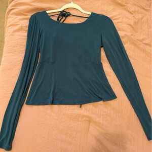Free People Teal Backless Long Sleeve
